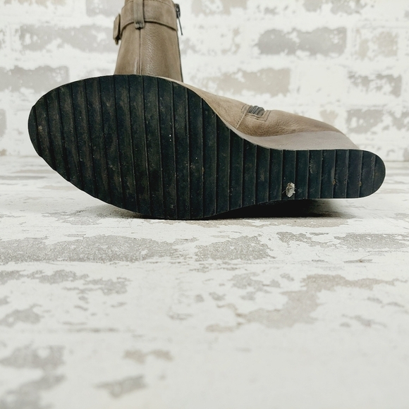 Susina Brown Leather Side Zipper Wedge Ankle Boots V680 - Picture 8 of 13